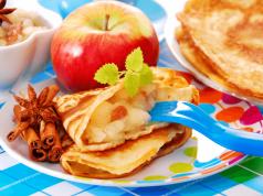 Pancakes with apples recipe.  Pancakes with apples.  Pancakes with apple filling