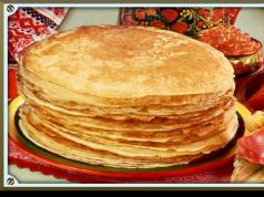 Pancakes are a Russian dish.  Recipes for Russian pancakes.  The most common pancake recipe